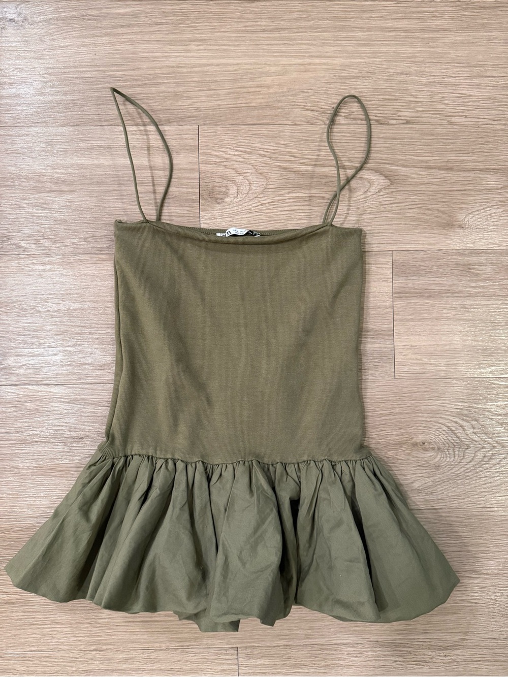 Zara Olive Green Spaghetti Strap Tank Top